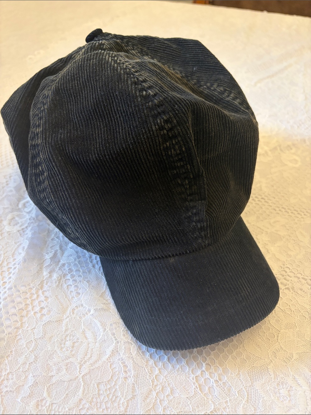 Cara Park Charcoal Corduroy Slouchy Newsboy Baker Cap